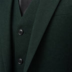 Three Piece Suit One Button Green Green – Fabric and Detail Close-Up