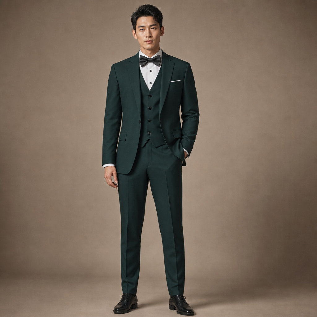 Three Piece Suit One Button Green in Green – Tarlano Premium Menswear