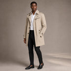 Trench Coat Cotton Single Breasted Mid-Length Beige – Side Angle View