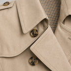 Trench Coat Cotton Single Breasted Mid-Length Beige – Fabric and Detail Close-Up