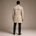 Trench Coat Cotton Single Breasted Mid-Length Beige – Full Look