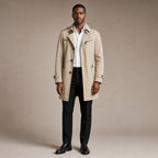 Trench Coat Cotton Single Breasted Mid-Length in Beige – Tarlano Premium Menswear