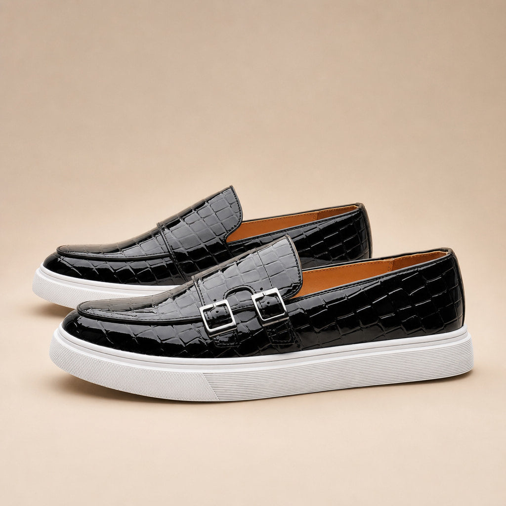 Loafer Shoes Croc Embossed Buckle in Black – Tarlano Premium Menswear