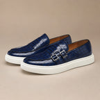 Loafer Shoes Croc Embossed Buckle Blue – Product Photo