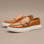 Loafer Shoes Croc Embossed Buckle Brown – Product Photo