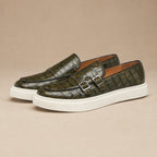 Loafer Shoes Croc Embossed Buckle Green – Product Photo