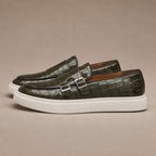 Loafer Shoes Croc Embossed Buckle in Green – Tarlano Premium Menswear
