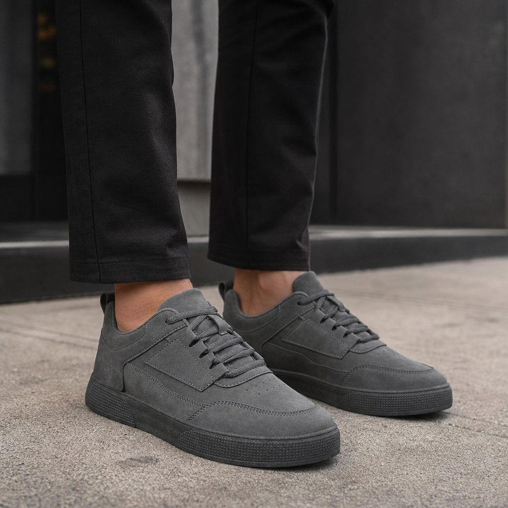 Business Casual Sneakers Cushioned Low-Top in Charcoal – Tarlano Premium Menswear