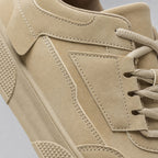 Business Casual Sneakers Cushioned Low-Top Taupe – Fabric and Detail Close-Up