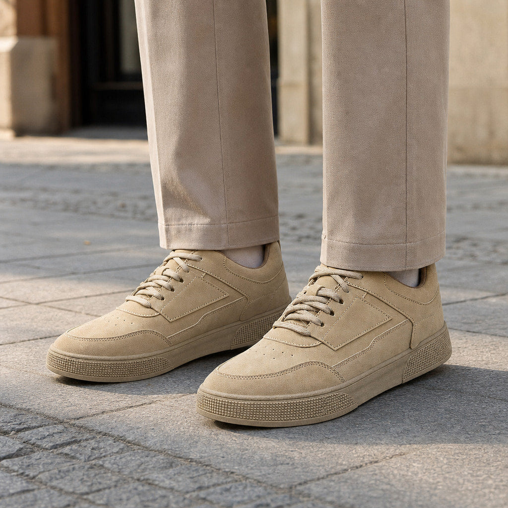 Business Casual Sneakers Cushioned Low-Top in Taupe – Tarlano Premium Menswear