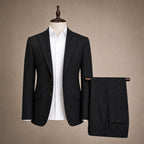 Three Piece Suit Herringbone Modern Fit Black – Product Photo