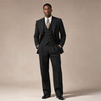 Three Piece Suit Herringbone Modern Fit in Black – Tarlano Premium Menswear