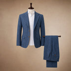 Three Piece Suit Herringbone Modern Fit Blue – Product Photo
