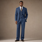 Three Piece Suit Herringbone Modern Fit in Blue – Tarlano Premium Menswear