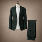 Three Piece Suit Herringbone Modern Fit Dark Green – Product Photo