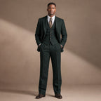 Three Piece Suit Herringbone Modern Fit in Dark Green – Tarlano Premium Menswear