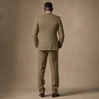 Three Piece Suit Herringbone Modern Fit Khaki – Side Angle View