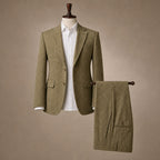 Three Piece Suit Herringbone Modern Fit Khaki – Product Photo