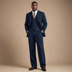 Three Piece Suit Herringbone Modern Fit in Navy – Tarlano Premium Menswear