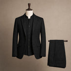 Herringbone Waistcoat Stand Collar Black – Product Photo