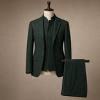 Herringbone Waistcoat Stand Collar Green – Product Photo