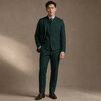 Herringbone Waistcoat Stand Collar in Green – Tarlano Premium Menswear