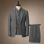 Herringbone Waistcoat Stand Collar Grey – Product Photo
