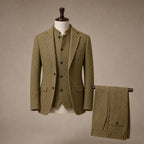 Herringbone Waistcoat Stand Collar Khaki – Product Photo