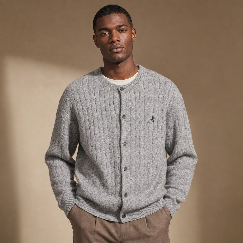 Bordeaux Braided Cardigan in Gray – Tarlano Premium Menswear