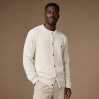 Bordeaux Braided Cardigan Ivory – Side Angle View