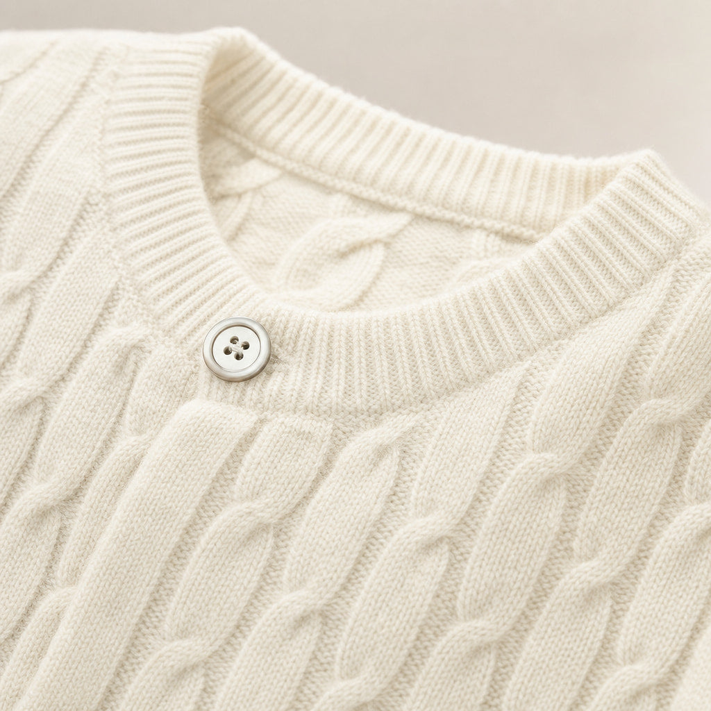 Bordeaux Braided Cardigan Ivory – Fabric and Detail Close-Up