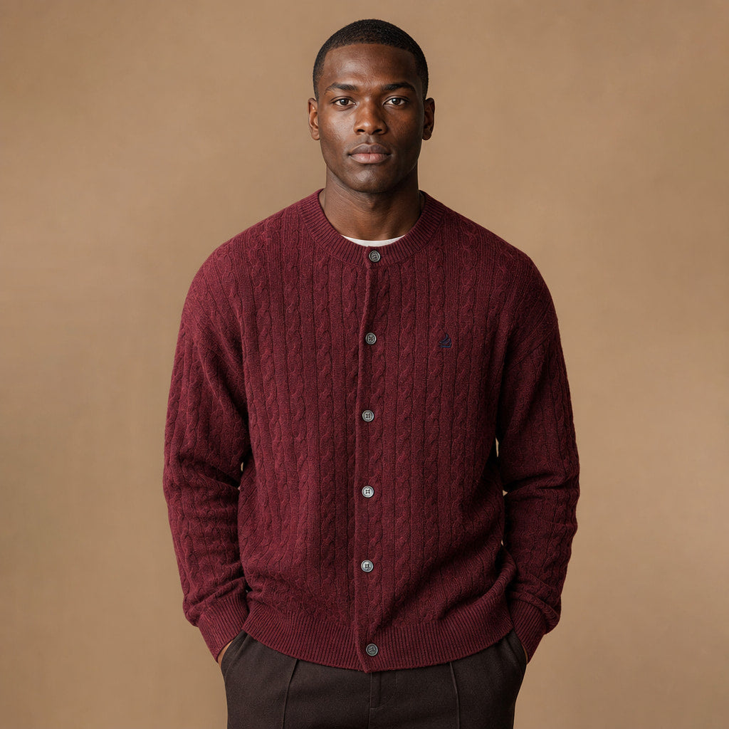 Bordeaux Braided Cardigan in Maroon – Tarlano Premium Menswear