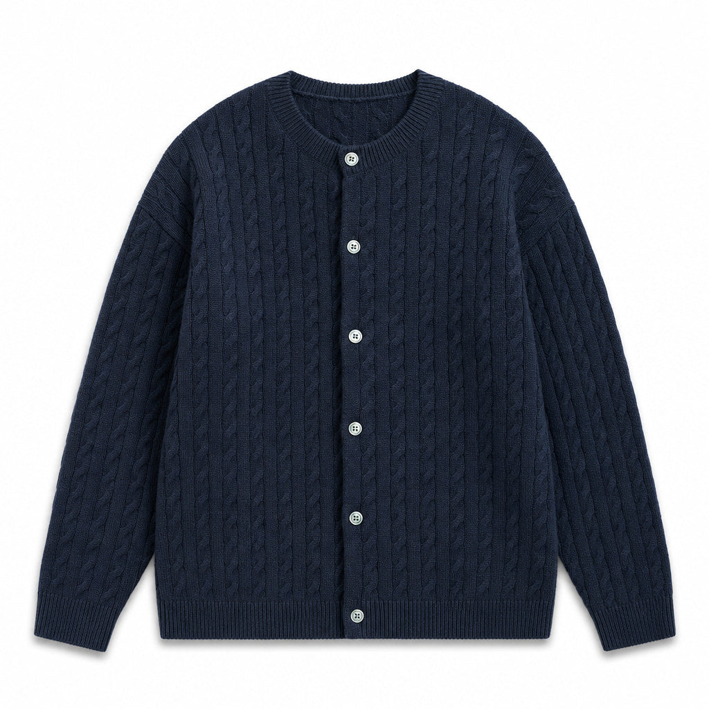 Bordeaux Braided Cardigan Midnight Navy – Product Photo