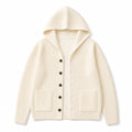 Cardigan Wool Blend Hooded Button-Up Cream – Product Photo