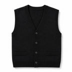 Sweater Vest V-Neck Button-Up Knit Black – Product Photo