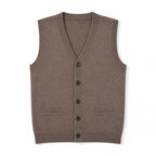 Sweater Vest V-Neck Button-Up Knit Brown – Product Photo