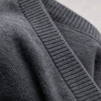 Sweater Vest V-Neck Button-Up Knit Gray – Fabric and Detail Close-Up
