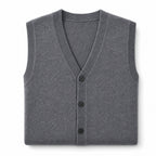 Sweater Vest V-Neck Button-Up Knit Gray – Product Photo