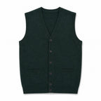 Sweater Vest V-Neck Button-Up Knit Green – Product Photo