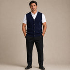 Sweater Vest V-Neck Button-Up Knit in Navy – Tarlano Premium Menswear