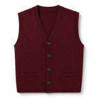 Sweater Vest V-Neck Button-Up Knit Wine – Product Photo