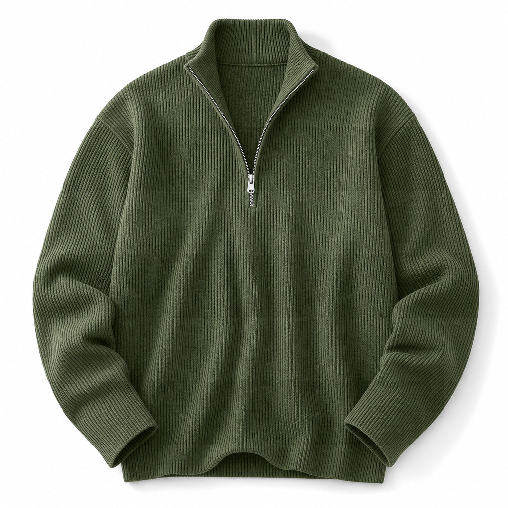 Cardigan Open Front Knit Relaxed Fit Army Green – Product Photo