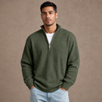 Cardigan Open Front Knit Relaxed Fit in Army Green – Tarlano Premium Menswear