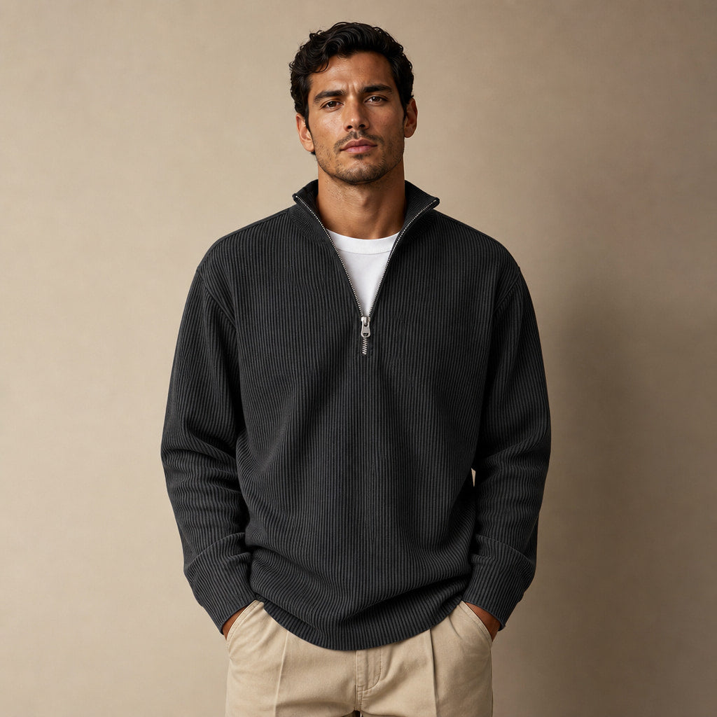Cardigan Open Front Knit Relaxed Fit in Black – Tarlano Premium Menswear