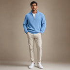 Cardigan Open Front Knit Relaxed Fit Blue – Full Look