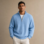 Cardigan Open Front Knit Relaxed Fit in Blue – Tarlano Premium Menswear