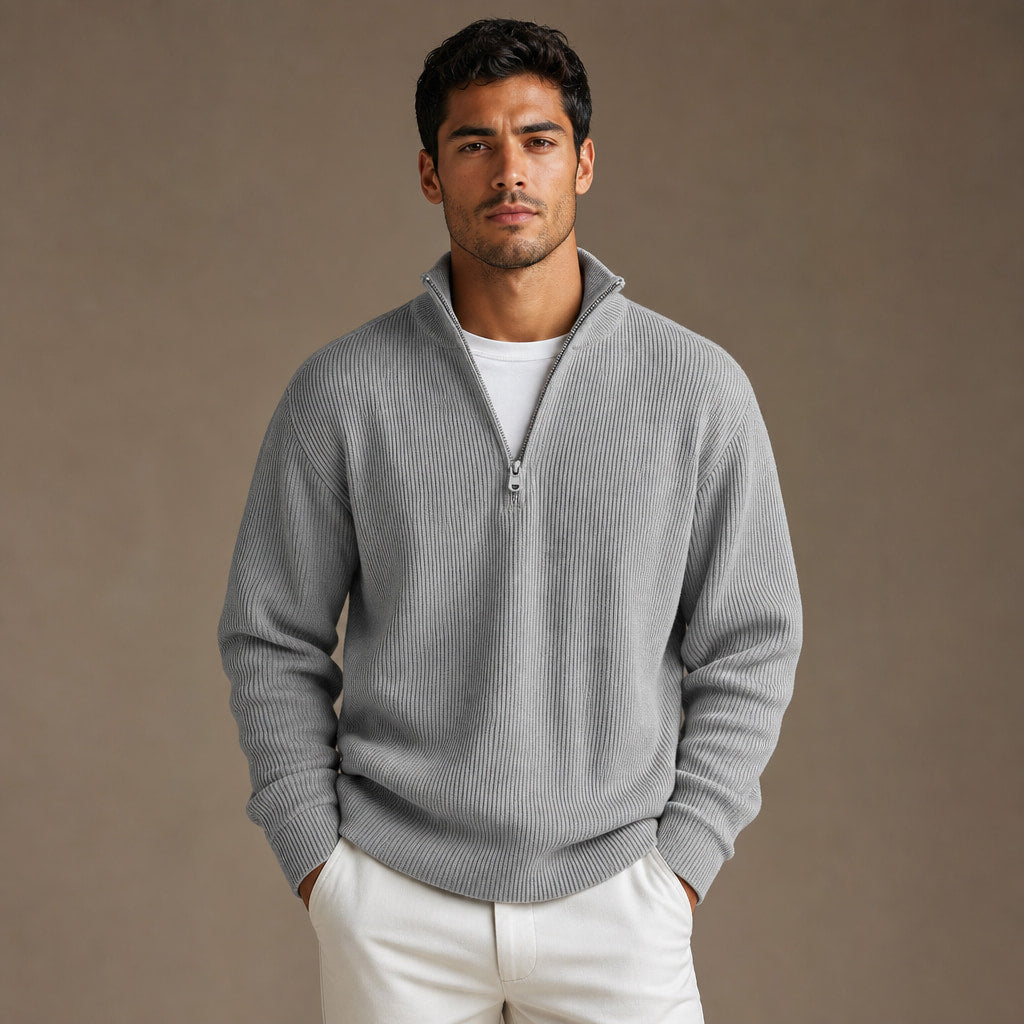 Cardigan Open Front Knit Relaxed Fit in Gray – Tarlano Premium Menswear