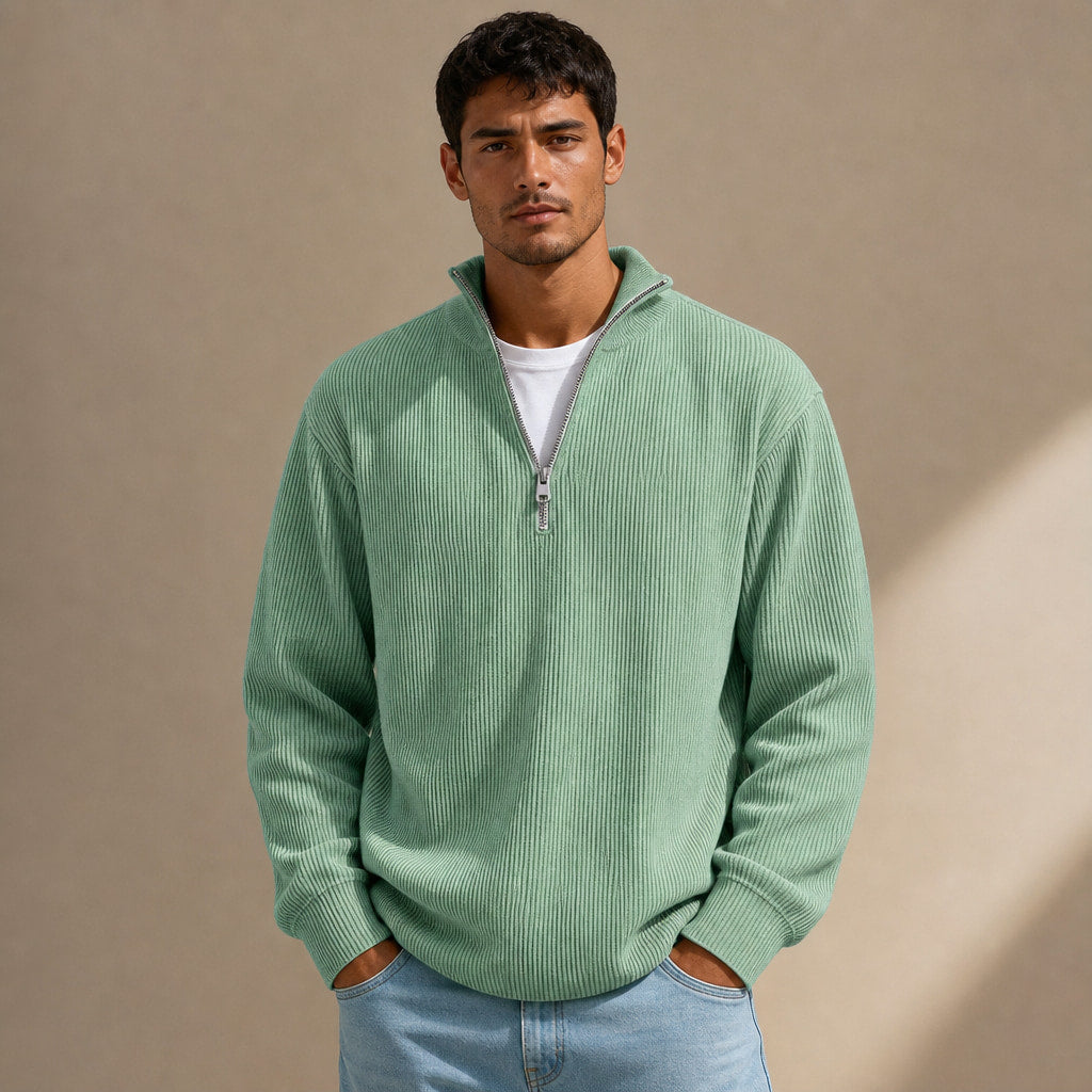 Cardigan Open Front Knit Relaxed Fit in Green – Tarlano Premium Menswear