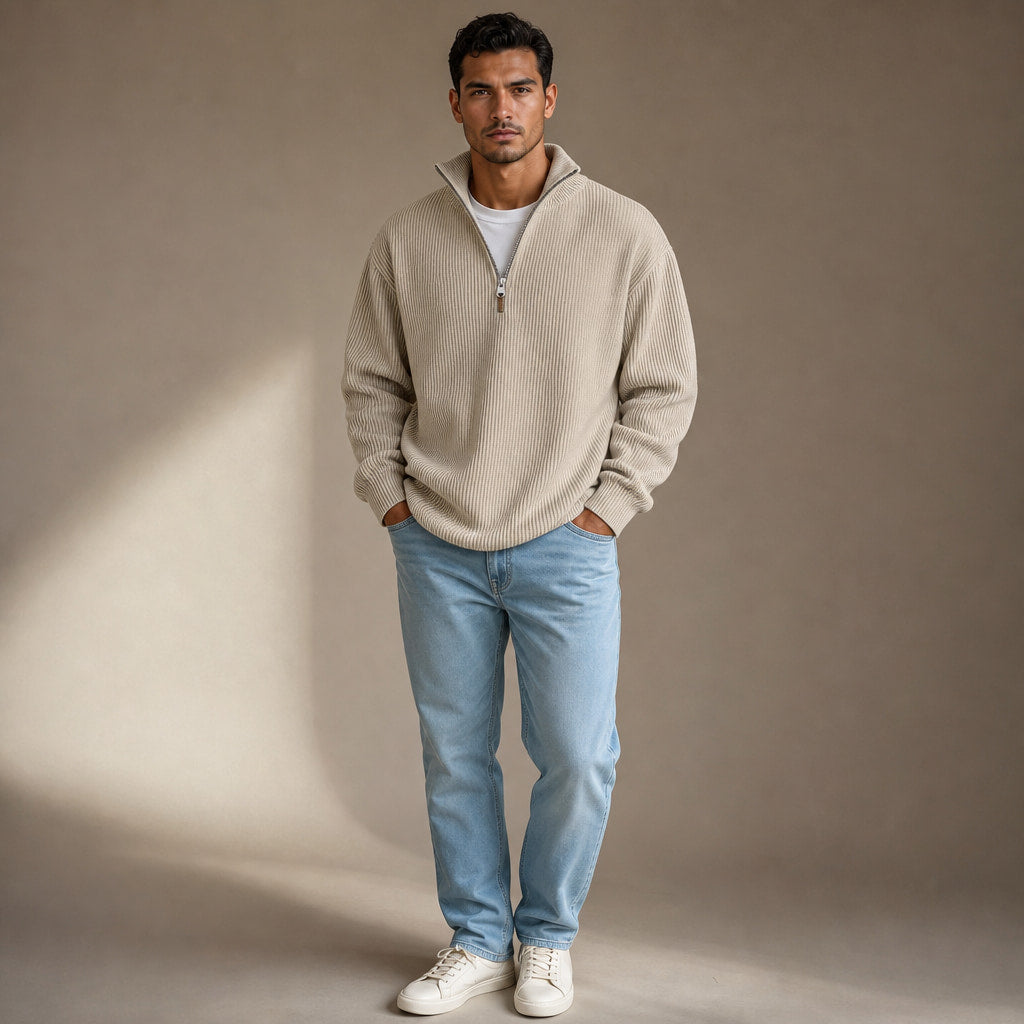 Cardigan Open Front Knit Relaxed Fit in Khaki – Tarlano Premium Menswear