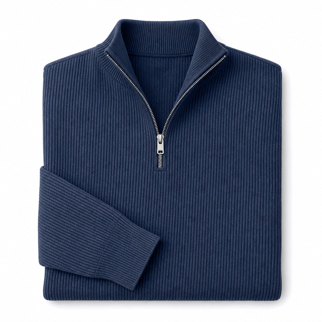 Cardigan Open Front Knit Relaxed Fit Navy Blue – Product Photo